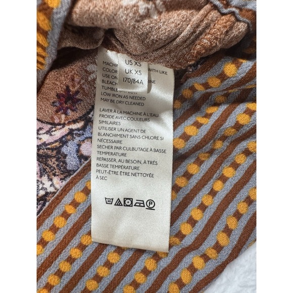 Free People Mix Match Boho Floral Kimono Blouse Bell Sleeve Festival Top Size XS - Picture 6 of 10